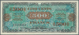 France / Frankreich: 500 Francs 1944 Allied Forces, P.119, Nice Looking Note With Some Folds At Cent - 1955-1959 Overprinted With ''Nouveaux Francs''