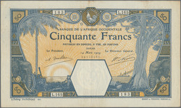 French West Africa / Französisch Westafrika: 50 Francs 1929 DAKAR P. 9Bc, With Additional Serial Num - West African States