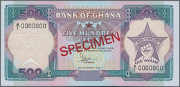 Ghana: Bank Of Ghana 500 Cedis 1986 SPECIMEN, P.28as With Black Serial Number A/I 0000000 And Red Ov - Ghana
