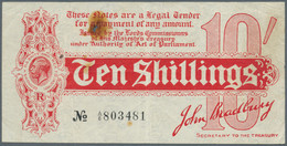 Great Britain / Großbritannien: 10 Shillings ND P. 346, T9/TR1a, Folded And With A Rusty Hole At Upp - Other & Unclassified
