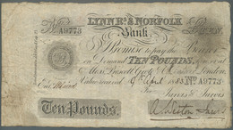 Great Britain / Großbritannien: Lynn Rs. & Norfolk Bank 10 Pounds 1883, Used With Folds And Creases, - Other & Unclassified