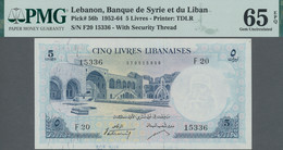 Lebanon / Libanon: Banque De Syrie Et Du Liban Consecutive Numbered Pair Of The 5 Livres 1961, P.56b - Lebanon