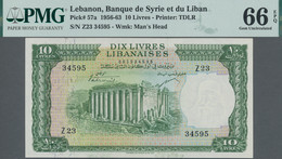 Lebanon / Libanon: Banque De Syrie Et Du Liban 10 Livres 1961, P.57a, PMG Graded 66 Gem Uncirculated - Lebanon