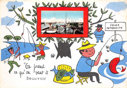 ¤¤  -  BEAUVOIR-sur-MER   -  Carte Fantaisie   -  Illustrateur  -  Pêcheurs à La Ligne   -  ¤¤ - Beauvoir Sur Mer