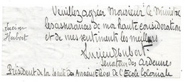 LUCIEN HUBERT SENATEUR DEPUTE DES ARDENNES - AUTOGRAPHE SIGNATURE SUR FRAGMENT - Other & Unclassified