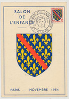 FRANCE - Carte Maximum - Blason Bourbonnais - Salon De L'Enfance - PARIS 12 Nov 1954 - 1950-1959