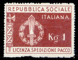 RSI 1944 FRANCHIGIA MILITARE PACCHI N.1 NUOVO (*) SENZA GOMMA BELLO - UNUSED MNG NO GUM FINE - Postal Parcels