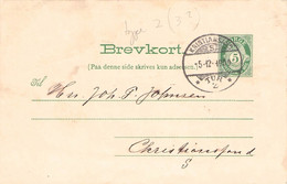 NORWAY - BREV-KORT 5 ÖRE 1909 CHRISTIANIA > CHRISTIANSSUND /Q225 - Postwaardestukken