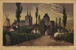 XANTEN Am Rhein, Clever Tor U. Viktor-Dom Nach Stahlstich 1840 (1920s) AK (2) - Xanten