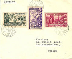 GUADELOUPE 1938 Lettre à Destination De Suisse. Exposition 1937 N° 133-134-135 Cachet D'arrivée - Covers & Documents