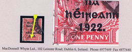 Ireland 1922 Thom Rialtas Ovpt In Blue-black On 1d Var. "Break In Frame Under ONE PENNY", Kilmacthomas Cds 1922 - Usados