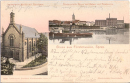 Gruss Aus FÜRSTENWALDE Spree Hafen Mit Domkirche Lastkahn Alfoke Oä TOP-Erhaltung 29.1.1906 Gelaufen - Fürstenwalde