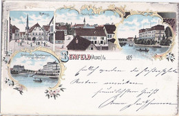 BENFELD Alsace Bas Rhin Color Litho Rathhaus Total Etablissement Hydrotherpique Gelaufen 11.9.1899 - Benfeld
