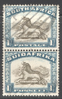 1932  1/- Wildebeest Vertical Bilingual Pair  SG 48 Used - Used Stamps