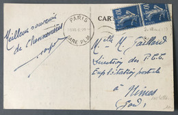 France N°279 (x2) - (roulette ?) Sur CPA TAD PARIS GARE PLM - (B602) - 1921-1960: Modern Period