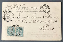 France N°111 (x2) Sur CPA TAD Convoyeur BISKRA à CONSTANTINE 19.5.1904 - (B605) - 1877-1920: Periodo Semi Moderno