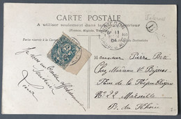 France N°111 Sur CPA - TAD SISTERON 11.11.1904 + Cachet B - (B617) - 1877-1920: Période Semi Moderne