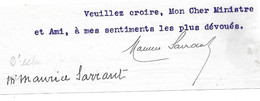 MAURICE SARRAUT (JOURNALISTE SENATEUR) - L.A.S. AUTOGRAPHE SIGNATURE SUR FRAGMENT - Other & Unclassified