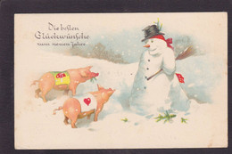 CPA Bonhomme De Neige Snowman Circulé Cochon Pig - Autres & Non Classés