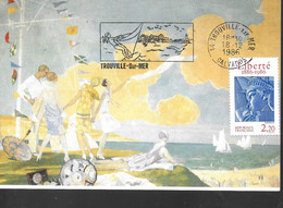 FRANCE  Carte 1986 Trouville Plage Planche A Voile - Autres & Non Classés