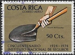 COSTA RICA 1974 Air. 50th Anniversary Of Costa Rican Insurance Institute - 50c. Spade (Harvest Insurance) FU - Costa Rica