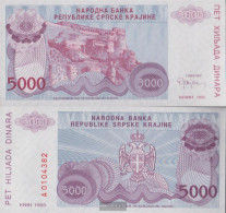 Croatia Pick-number: R20a Uncirculated 1993 5.000 Dinara - Croatie