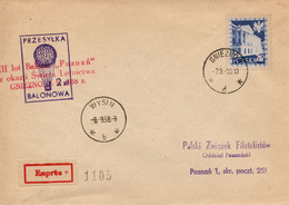 Poland 1958 Cover Posted By Balloon Post From Gniezno To Poznan - Ballonpost