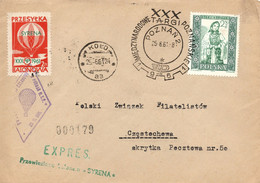 Poland 1961 Cover Posted By Balloon Post From Poznan To Czestochowa With Special Cancel Of 30th Trade Fair - Ballonpost