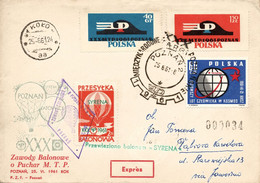 Poland 1961 Souvenir Cover 30th Cup Balloon Competition Posted By Balloon Post From Poznan To Dabrowa Narodowa - Palloni