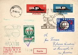 Poland 1961 Souvenir Cover 30th Cup Balloon Competition Posted By Balloon Post From Poznan To Dabrowa Narodowa - Balloons