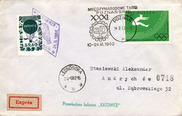 Poland 1962 Cover Posted By Balloon Post From Poznan To Andrychow With Special Cancel 31th Trade Fair - Balloons
