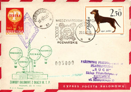 Poland 1963 Cover Posted By Balloon Post From Poznan To Katowice With Special Cancel 32th Trade Fair - Ballonnen