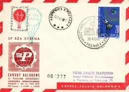 Poland 1965 Cover Posted By Balloon Post From/to Poznan With Special Cancel 34th Trade Fair Flown By Balloon "Syrena" - Ballonpost