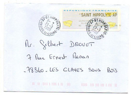 2009--lettre De St HIPPOLYTE-37 Pour LES CLAYES SOUS BOIS-78 --Vignette SAINT HIPPOLYTE AP Sur Lettre..cachet Rond - Lettres & Documents