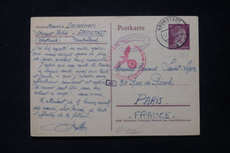FRANCE / ALLEMAGNE - Entier Postal D'un STO à Grünstadt Pour Paris En 1943 Avec Contrôle Allemand - L 85271 - Oorlog 1939-45
