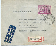LETTRE  PAR AVION RECOMMANDEE 1948 A DESTINATION DE L'ALLEMAGNE AVEC TIMBRE A 6,30 FR SIDERIURGIE - 1948 Exportation