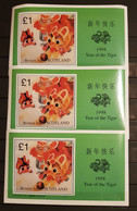 BERNERA ISLAND SCOTLAND 1998 YEAR OF THE TIGER 3 M/SHEETS PERFORED MNH - Astrology