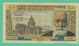 5 Francs - Victor Hugo - France  - A.6-4-1961.A.  N° 0121336418- TB + - - 5 NF 1959-1965 ''Victor Hugo''