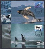 AAT 1995 Whales & Dolphins 4x 4 Maxicards (51174) - Maximum Cards