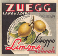 012060 "ZUEG - LANA D'ADIGE - SCIROPPO DI LIMONE NATURALE" ETICH. ORIG. ORIG. LABEL ANNI '60 - Obst Und Gemüse