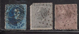 BELGIUM Scott # 7, 18, 20 Used - Damaged Spacefillers CV $ 21 - 1849-1865 Medaillen (Sonstige)