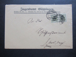 Altdeutschland Württemberg 16.7.1923 Dienstmarken Nr. 165 MeF Dienstbrief Vom Jugendamt Göppingen - Storia Postale