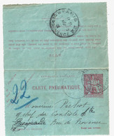 PARS Carte Lettre Entier Pneumatique Chaplain 30c Yv 2594 - Rohrpost