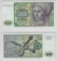 T145702 Banknote 20 DM Deutsche Mark Ro. 271b Schein 2.Jan. 1970 KN GE 6463746 F - 20 Deutsche Mark