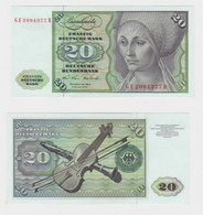 T145713 Banknote 20 DM Deutsche Mark Ro. 271b Schein 2.Jan. 1970 KN GE 2094377 R - 20 Deutsche Mark