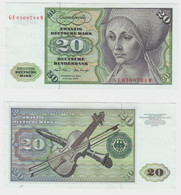 T145864 Banknote 20 DM Deutsche Mark Ro. 271b Schein 2.Jan. 1970 KN GE 6560784 M - 20 Deutsche Mark