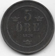Suède - 5 Ore - 1876 - TTB - Suède
