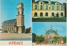 Pas  De  Calais :  HARNES : Vues  , Voiture  Renault  5 ,  église - Harnes