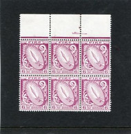 IRELAND/EIRE - 1967  6 D  SWARD  WMK E  CHALK SURFACED PAPER  BLOCK OF 6 MINT NH - Unused Stamps
