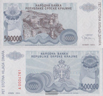 Croatia Pick-number: R32a Uncirculated 1994 500.000 Dinara - Croatie